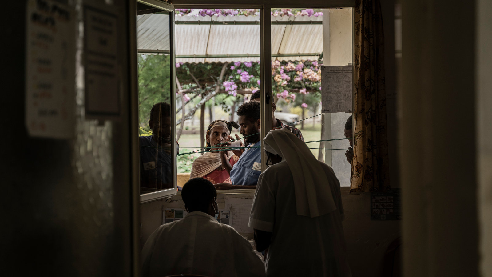 Community members gathered outside an Engera-supported health center
