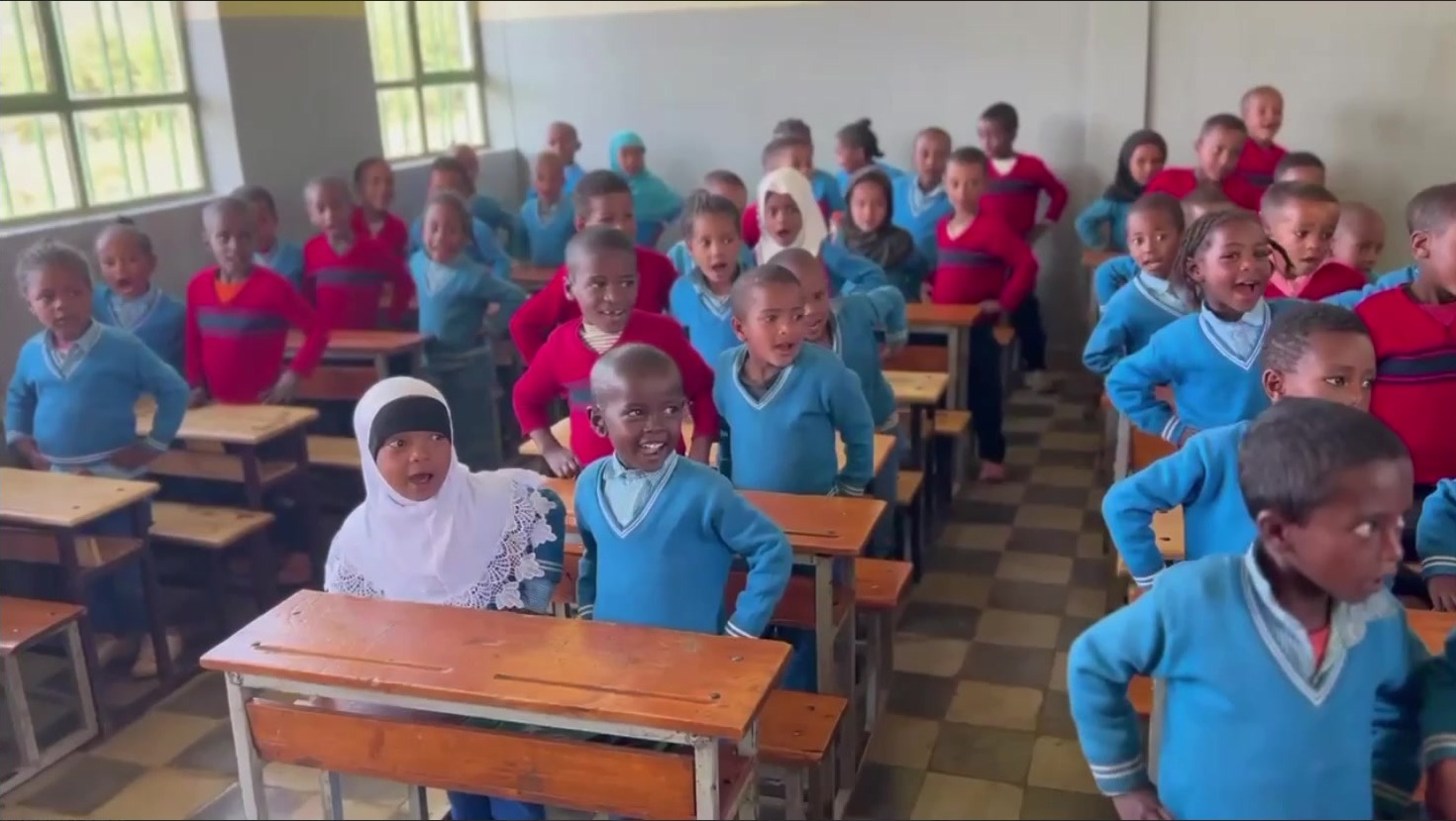 Schoolchildren in a classroom supported by Engera